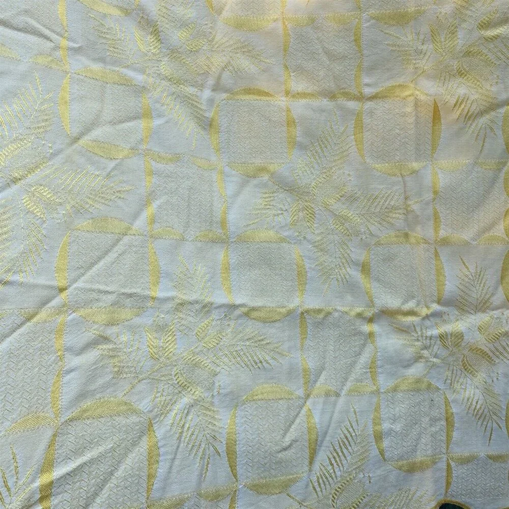 Vintage Bates Coverlet Bedspread Tapestry Yellow Gold Floral Large